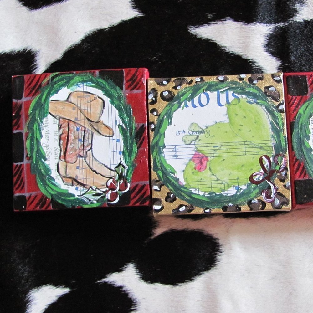 CHRISTMAS WALL HANGING PAINTED ON BOOK/MUSIC
